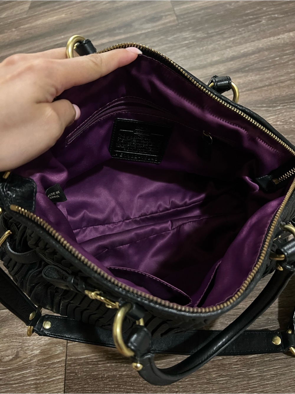 Coach Madison Sophia Satchel Black Pleated Leather with Gold Hardware - Picture 7 of 13